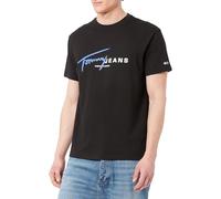 TOMMY JEANS Mens TJM Reg Signtr DNA Tee Ext Dm0dm20817 S/S T-Shirt, Black (Black), L UK