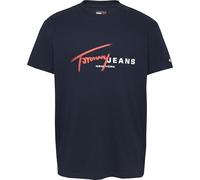 TOMMY JEANS Mens TJM Reg Signtr DNA Tee Ext Dm0dm20817 S/S T-Shirt, Blue (Dark Night Navy), L UK