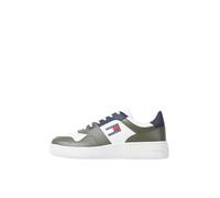 Tommy Jeans Men's TJM Retro Basket Ess Em0em01395 Cupsole Sneaker, Green Deep Woods, 6.5 UK
