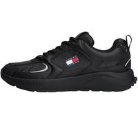 Tommy Jeans Men's TJM Runner Leather Em0Em01621 Low Top, Black (Black), 8 UK