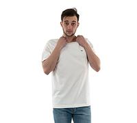 Tommy Jeans Men's Tjm Slim Jersey C Neck Ext Dm0dm09598 S/S Knit Tops, White (White), L