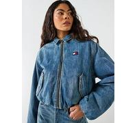 Tommy Jeans Padded Harrington Denim Jacket, Blue, Size L, Women Blue