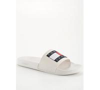 Tommy Jeans for man. EM0EM01191 White logo embossed flip flops (44), Flat, None, Casual, Beachwear