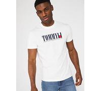 Tommy Jeans Regular Fit Chest Logo Flag T-Shirt - White, White, Size L, Men White