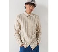 Tommy Jeans Regular Fit Linen Mix Striped Shirt, Beige, Size 2Xl, Men Beige