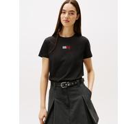 Tommy Jeans Regular Party Flag Short Sleeve T-Shirt Pure Black Women - XS