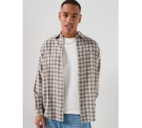 Tommy Jeans Relaxed Linen Blend Check Shirt, Grey, Size M, Men Grey