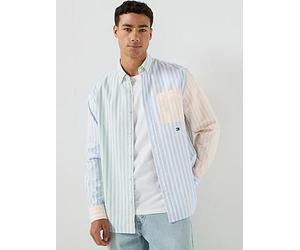 Tommy Jeans Relaxed Oxford Fun Stripe Shirt, Multi, Size 2Xl, Men Print