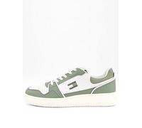 Tommy Jeans Men's TJM Retro Basket Em0Em01610 Low Top, White (Ecru/Aruba Green), 6.5 UK
