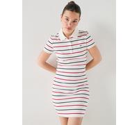 Tommy Jeans Ribbed Bodycon Mini Polo Dress, Cream, Size S, Women Cream