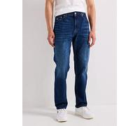 Tommy Jeans Ryan Straight Fit Stretch Jeans, Dark Wash, Size 34, Inside Leg Regular, Men Dark Wash