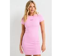 Tommy Jeans Script Mini Ribbed Dress, Pink, Size Xl, Women Pink