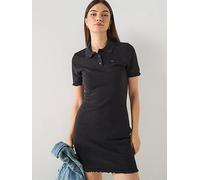 Tommy Jeans Short Sleeve Lettuce Polo Dres, Black, Size S, Women Black