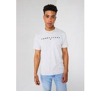 Tommy Jeans Slim Fit Linear Logo T-Shirt, Grey, Size L, Men Grey