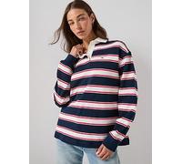 Tommy Jeans Stripe Rugby Top, Navy, Size S, Women Navy