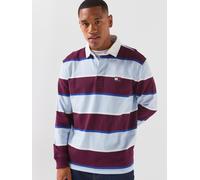 Tommy Jeans Striped Rugby Long Sleeve Polo Shirt, Red, Size S, Men Red