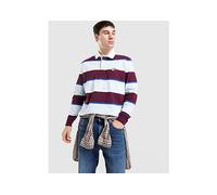 Tommy Jeans Striped Rugby Long Sleeve Polo Shirt, Red, Size M, Men Red