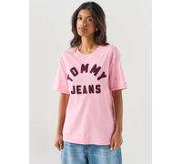 Tommy Jeans Textured Logo Relaxed Jersey T-shirt, Pink, Size Xs, Women Pink