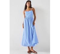 Tommy Jeans Tjw Poplin Strap Maxi Dress, Blue, Size Xl, Women Blue