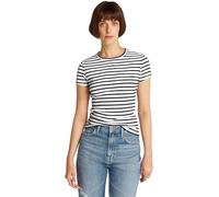 TOMMY JEANS TJW Slim Essential Rib SS EXT S/S T-Shirt Women's, Blue (Dark Night Navy/Stripe), XL