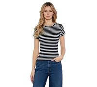 TOMMY JEANS TJW Slim Essential Rib SS EXT S/S T-Shirt Women's, Blue (Dark Night Navy/Stripe), XL