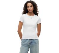 Tommy Jeans TJW SLIM ESSENTIAL RIB SS EXT S/S T-Shirt Women's, White (White), XXS