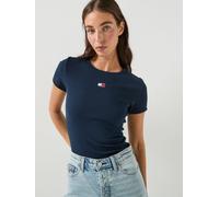 Tommy Jeans Tommy Badge Slim Ribbed T-shirt, Blue, Size Xl, Women Blue