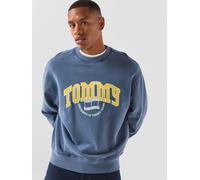 Tommy Jeans Varsity Logo Relaxed Terry Sweatshirt, Dark Blue, Size S, Men Dark Blue