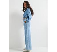 Tommy Jeans Wide Leg Drawstring Trousers, Blue, Size S, Women Blue