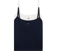 Tommy Jeans Women’s 2 Pack Tops Essential Strap Tops Stretch, Multicolor (Ecru/Dark Night Navy), S