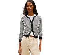 Tommy Jeans Women’s Cardigan Essential Crew Neck with Button Placket, Multicolor (Black Stripe 02), S