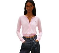 Tommy Jeans Women’s Cardigan Essential Crew Neck with Button Placket, Pink (Pearly Pink), L