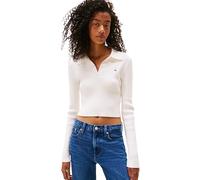 Tommy Jeans Women’s Essential Cropped Polo Jumper, Off-White (Ancient White), L