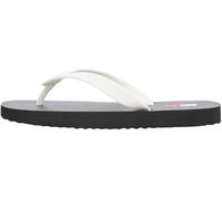 Tommy Jeans Women’s Flip Flops Summer Sandals with Logo Embossing, Multicolor (Black/Ecru), 7.5
