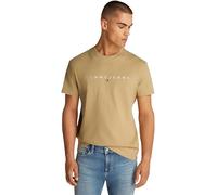 Tommy Jeans Women’s Linear Logo Short Sleeve Cotton T-Shirt, Beige (Relic Tan), XS