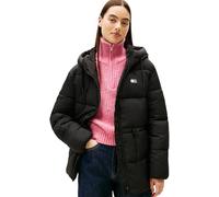 Tommy Jeans Women’s Midi Puffer Jacket with Hood, Black (Black), L