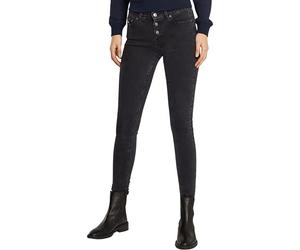 Tommy Jeans Women’s Nora Mid Rise Skinny Fit Jeans with Button Placket, Black (Denim Black), 31W/32L