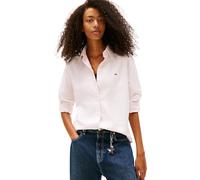 Tommy Jeans Women’s Regular Fit Oxford Shirt, Silver (Light Pink/Stripe), S