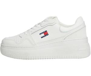 Tommy Jeans Women’s Retro Basket Flatform Leather Trainers, White (Ecru), 2.5