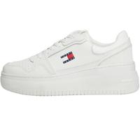 Tommy Jeans Women’s Retro Basket Flatform Leather Trainers, White (Ecru), 7.5