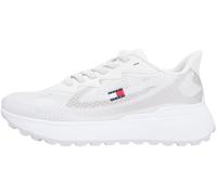 Tommy Jeans Women’s Runner Trainers Sporty Knit with Mesh Jacquard, White (Ecru), 3.5