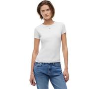 Tommy Jeans Women’s Short Sleeve Essential Rib Slim Fit T-Shirt, Grey (Silver Grey HTR), S