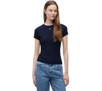 Tommy Jeans TJW SLIM ESSENTIAL RIB SS EXT S/S T-Shirt Women's, Blue (Dark Night Navy), M