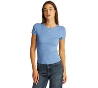 Tommy Jeans Women’s Short Sleeve Essential Rib Slim Fit T-Shirt, Blue (Colorado Blue), XL