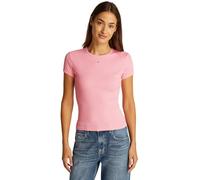 Tommy Jeans Women’s Short Sleeve Essential Rib Slim Fit T-Shirt, Pink (Pink Sugar), XL