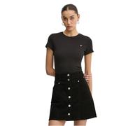 Tommy Jeans Women’s Short Sleeve Round Neck Slim T-Shirt, Black (Black), L