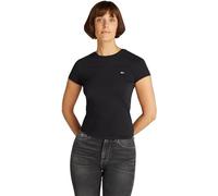 Tommy Jeans Women’s Short Sleeve Round Neck Slim T-Shirt, Black (Black), M