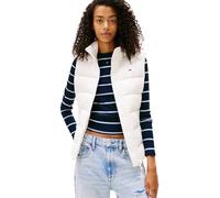 Tommy Jeans Women’s Slim Zip Print Down Gilet with Stand Collar, White (Ecru), L