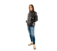 Tommy Jeans Women’s Slim Zip Print Down Water Repellent Puffer Jacket, Black (Black), L