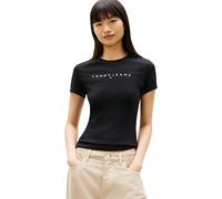Tommy Jeans Women's Tjw Slim Linear Tee Ext Dw0Dw18398 S/S T-Shirt, Black (Black 1), S
